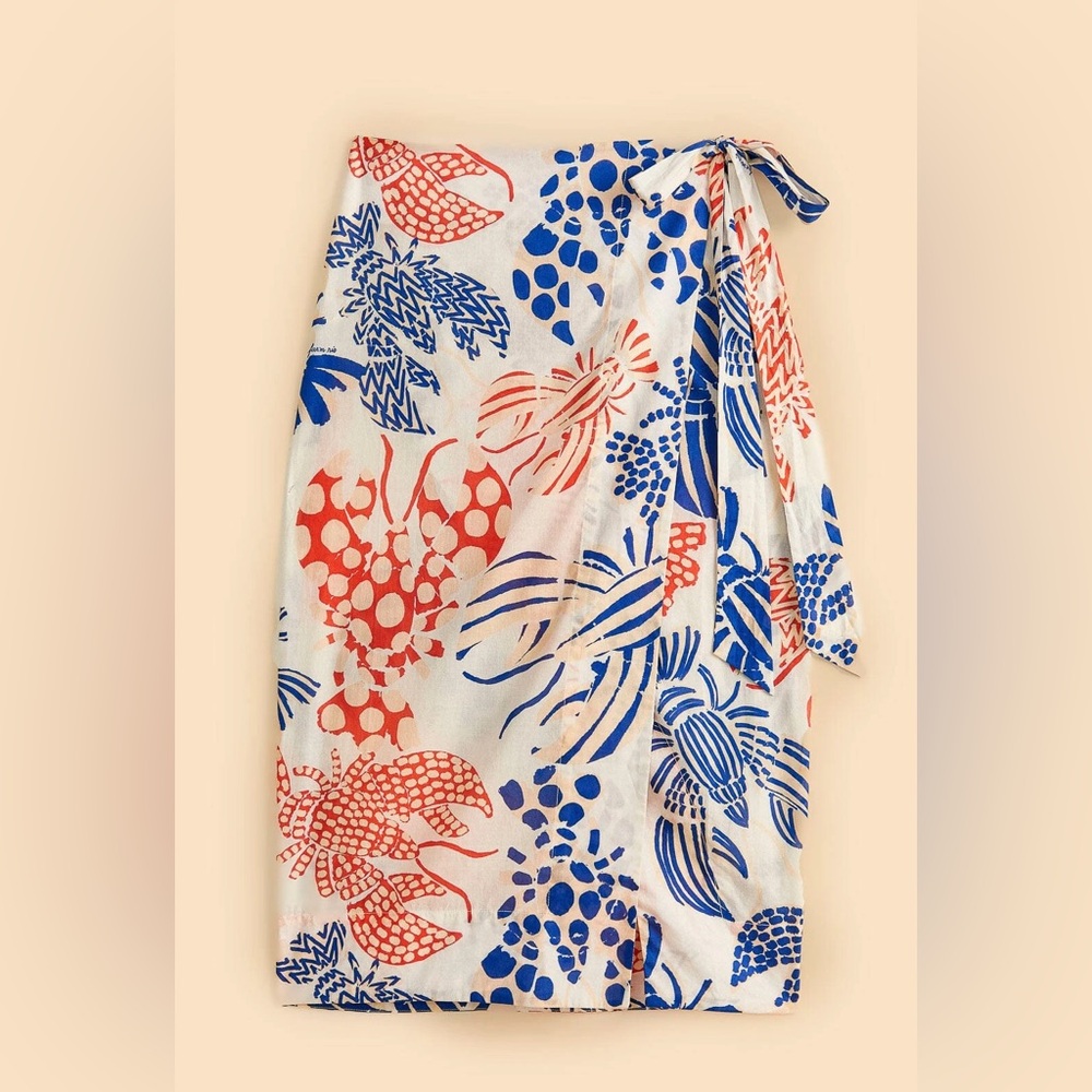 FARM Rio Mixed Lobsters Wrap Midi Skirt /Cover Up Size XS